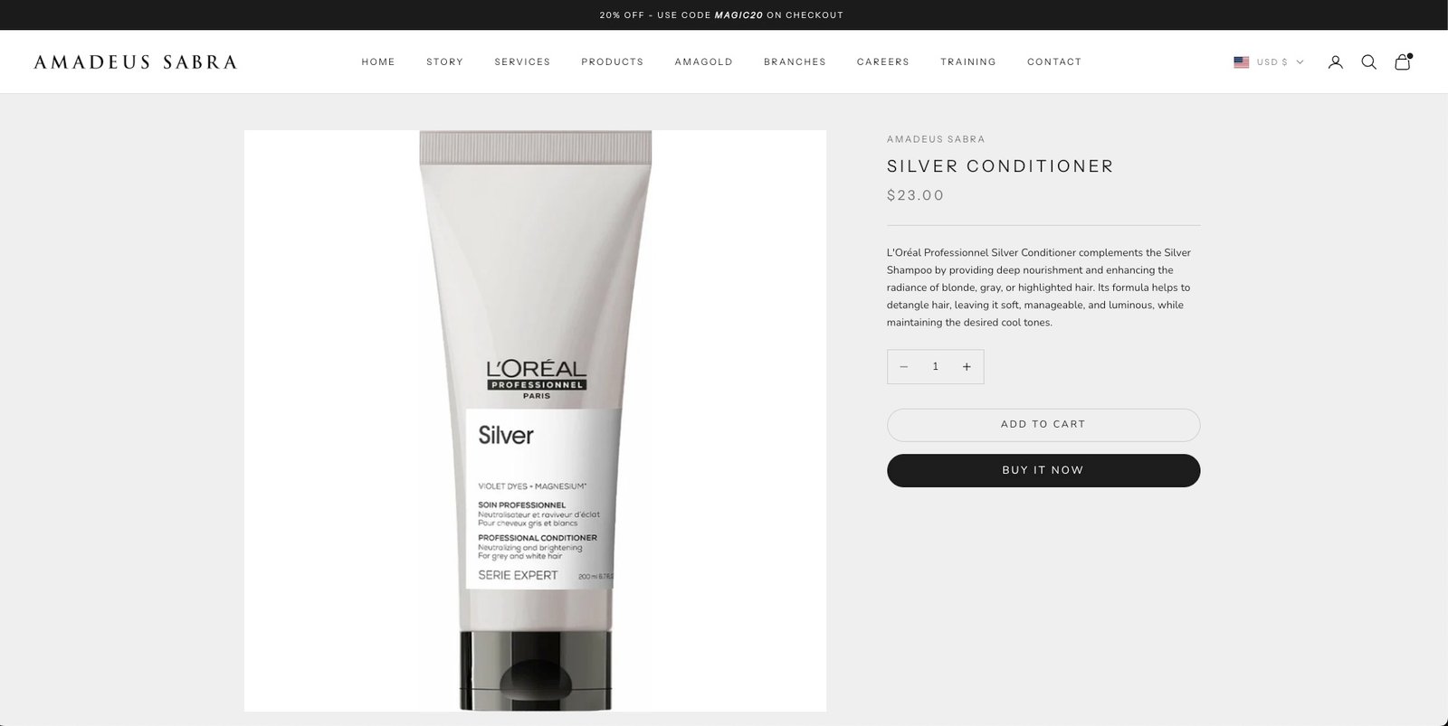 A single product detail page