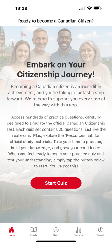 Embark on Your Journey screen