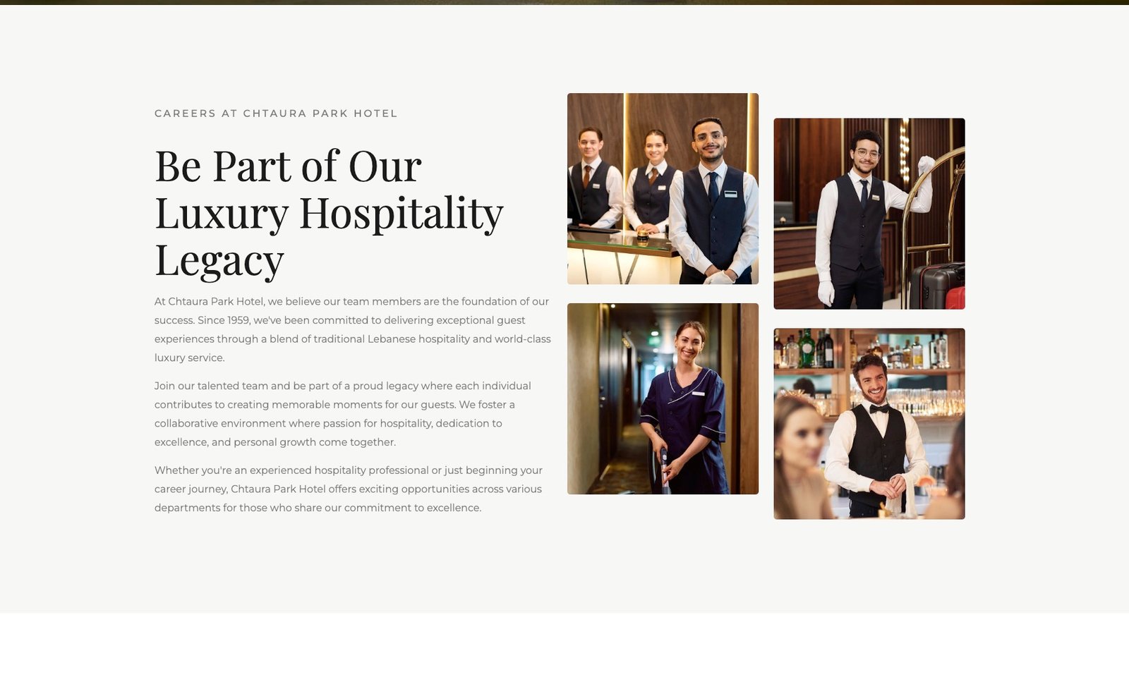 The careers page showing staff