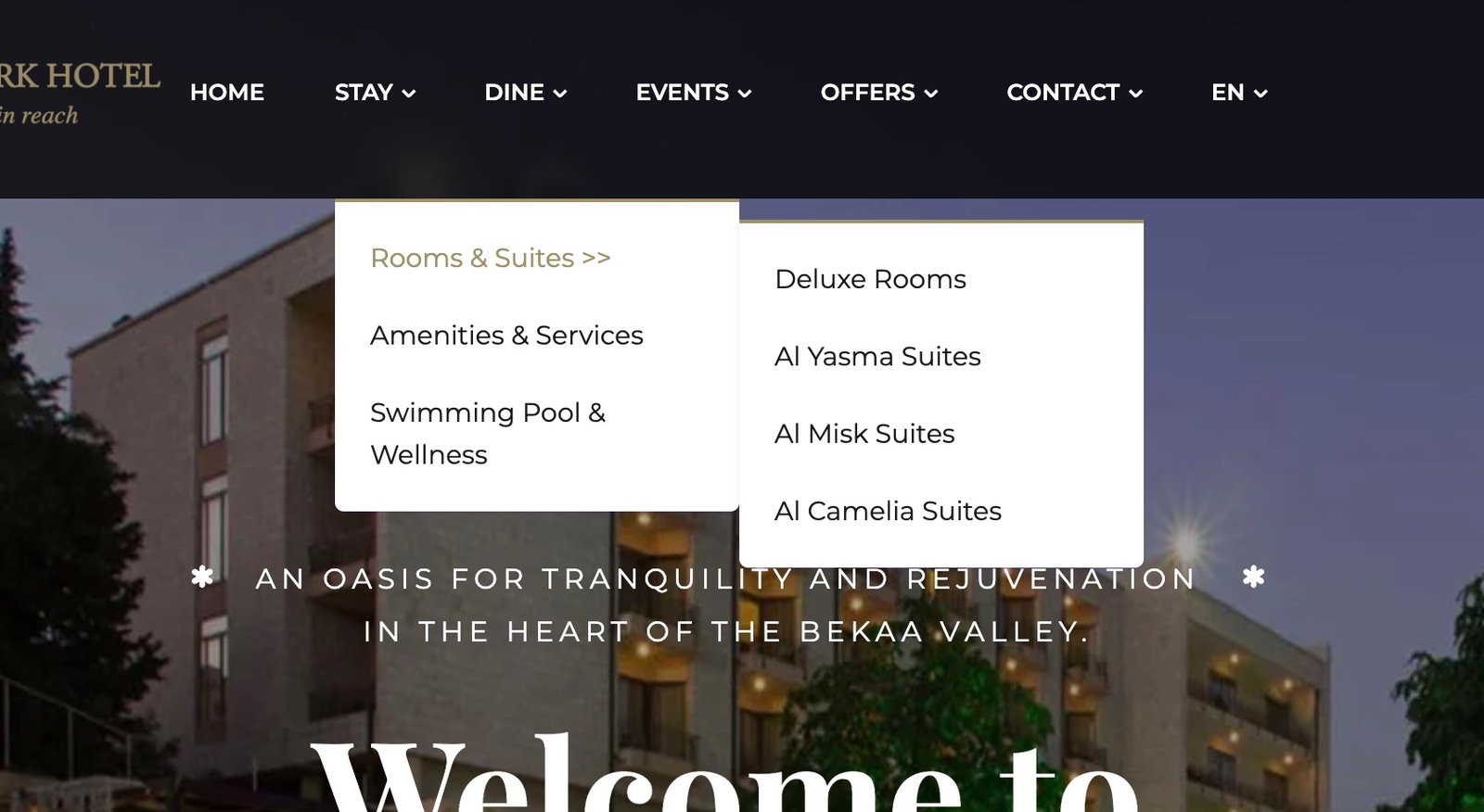 The website's mega-menu