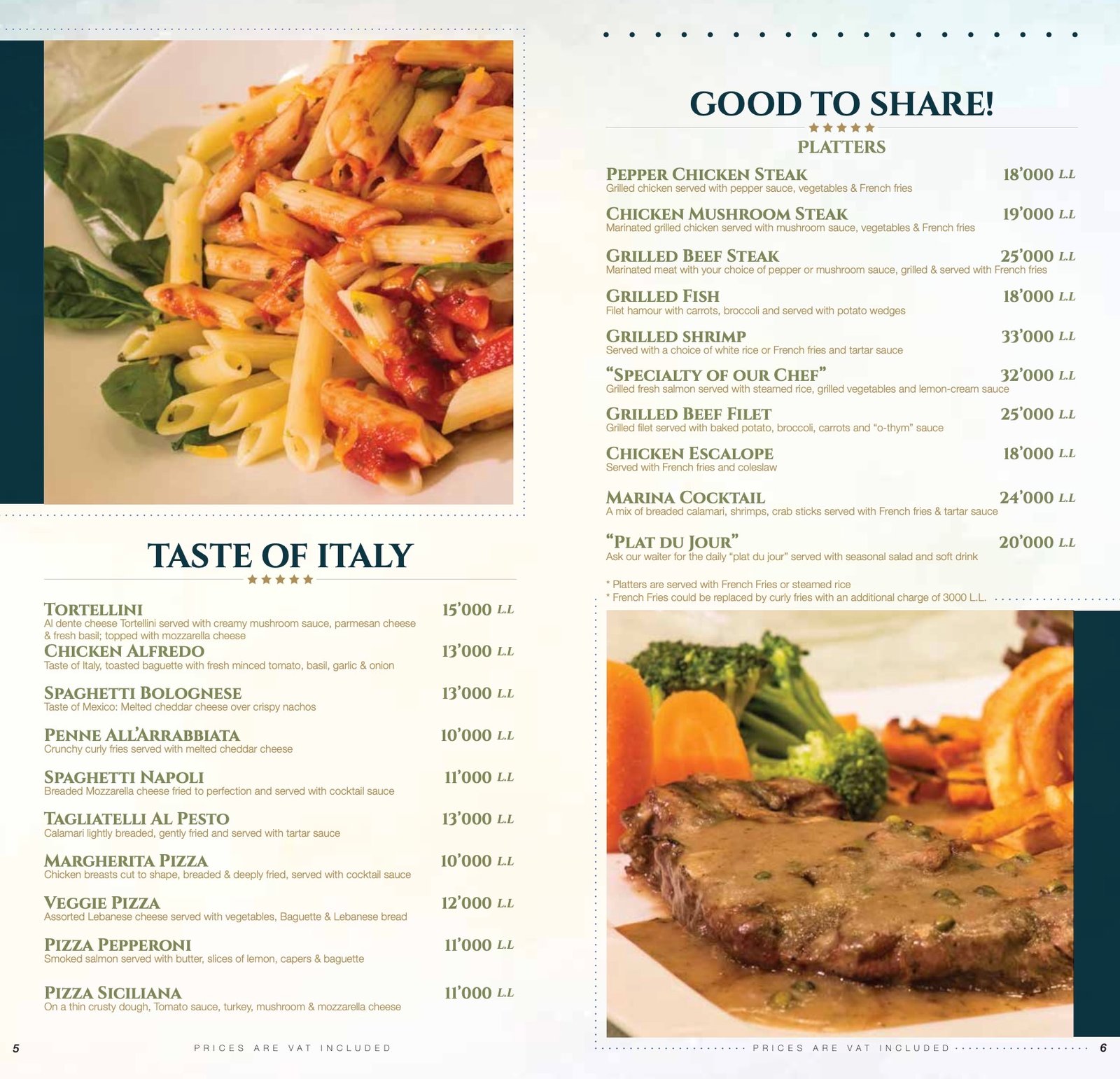 Appetizing menu spread