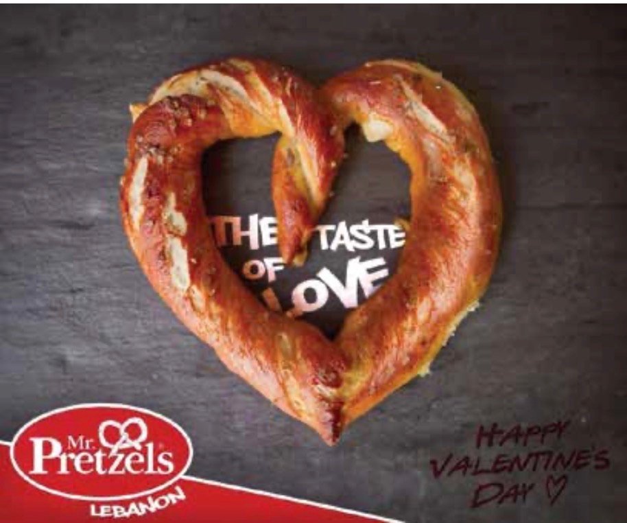 A heart-shaped pretzel