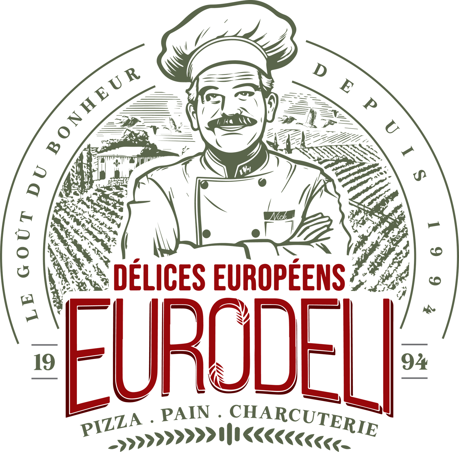 The final full-color emblem for Euro Deli