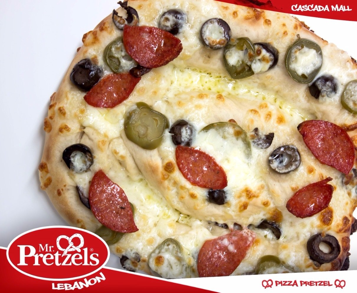 A savory pizza pretzel.