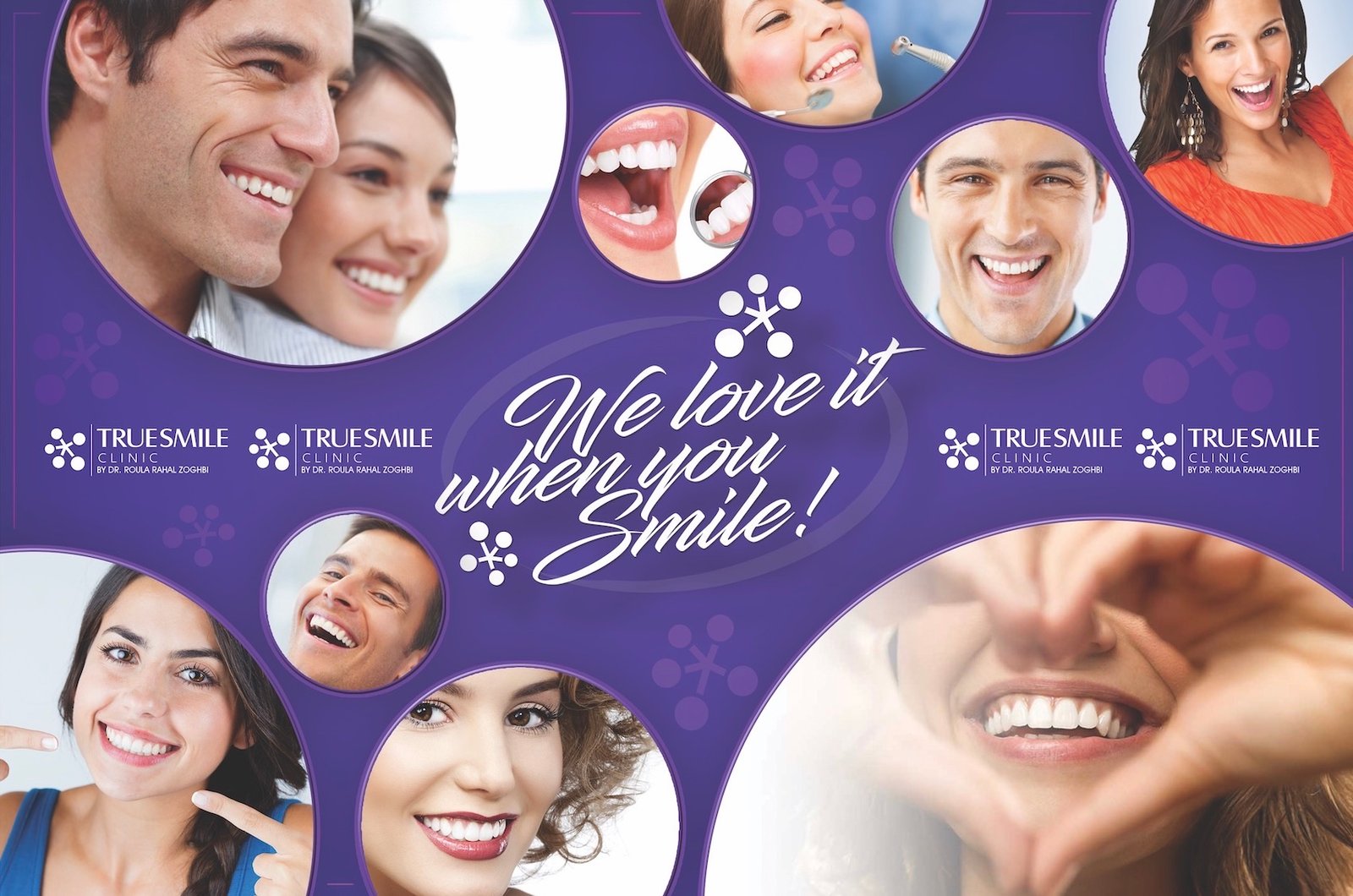 A collage-style wall design for the clinic.