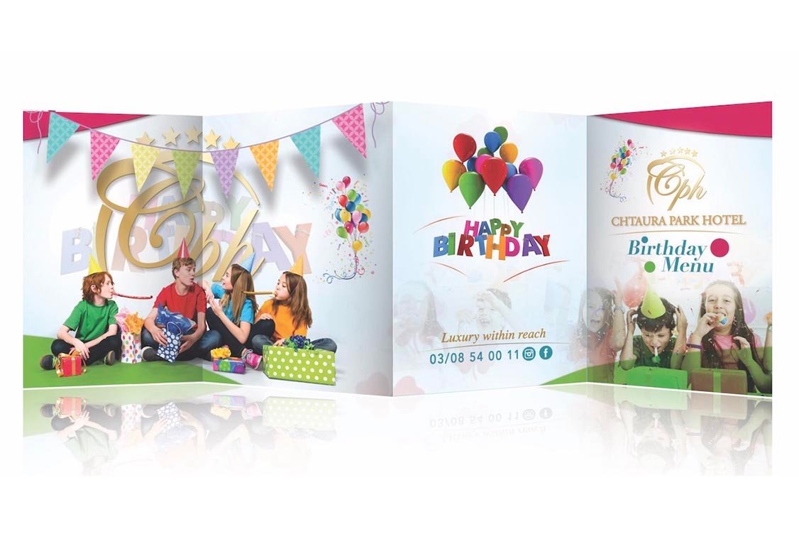 Special event menu card.