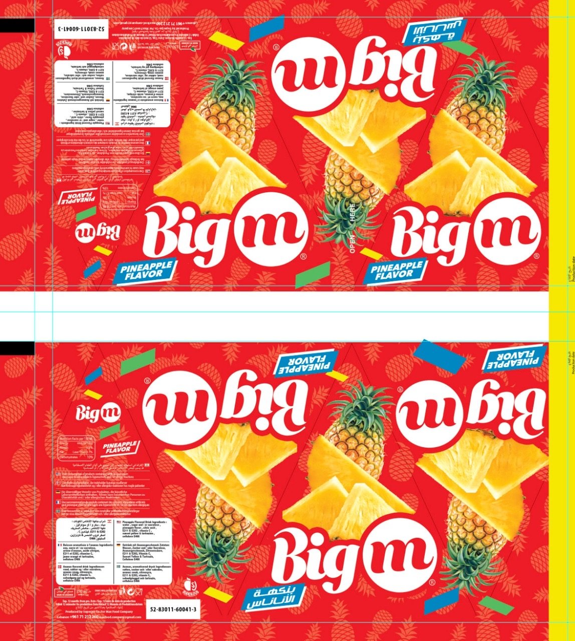 Big M pyramid box die-cut.