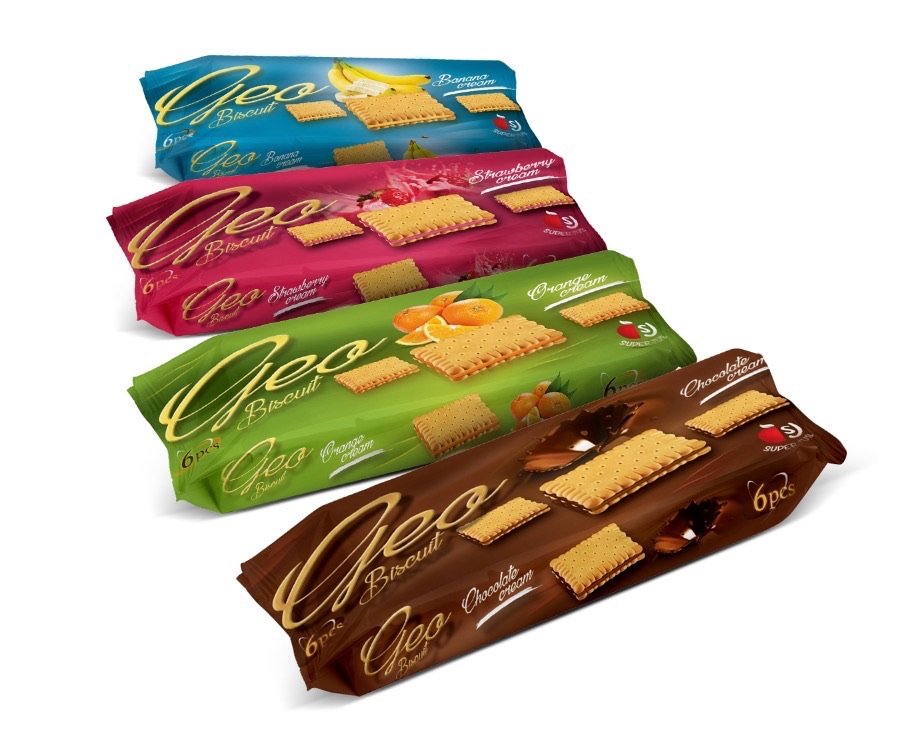 Geo biscuit wrappers.