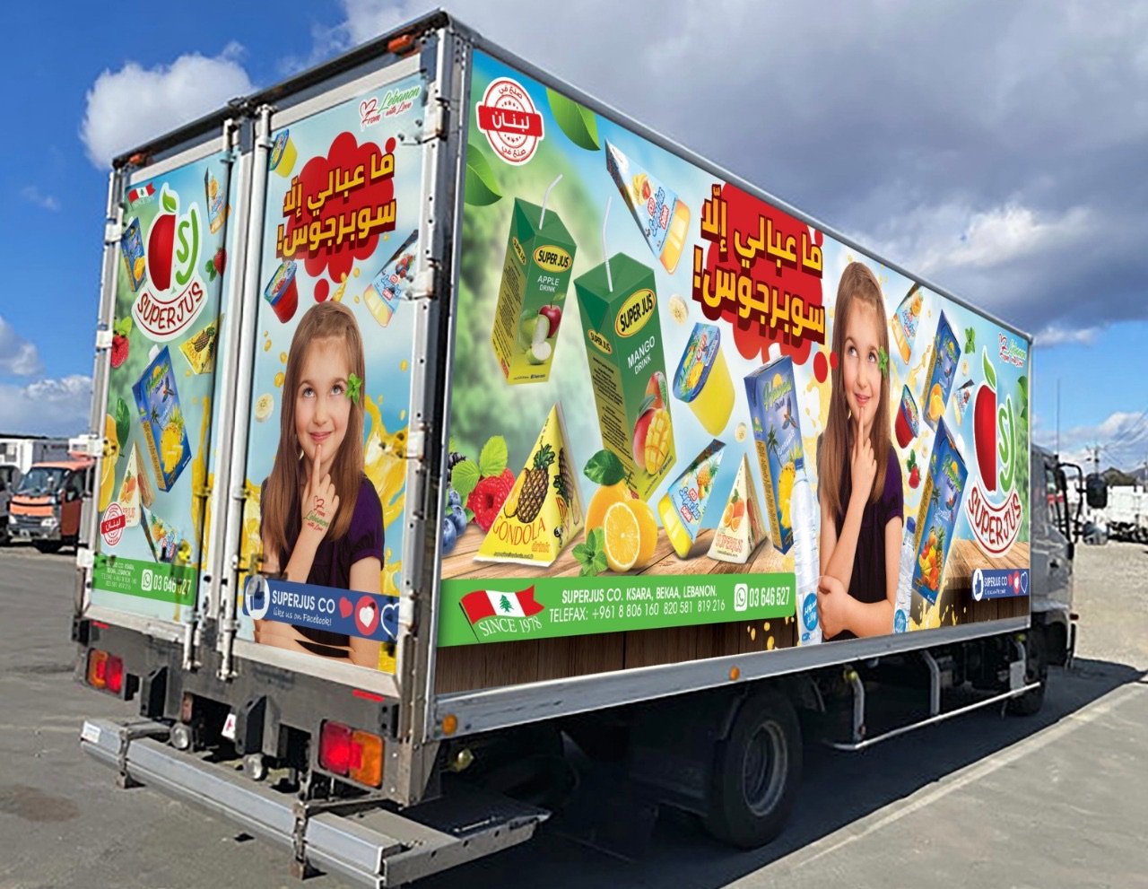 Branded delivery truck.