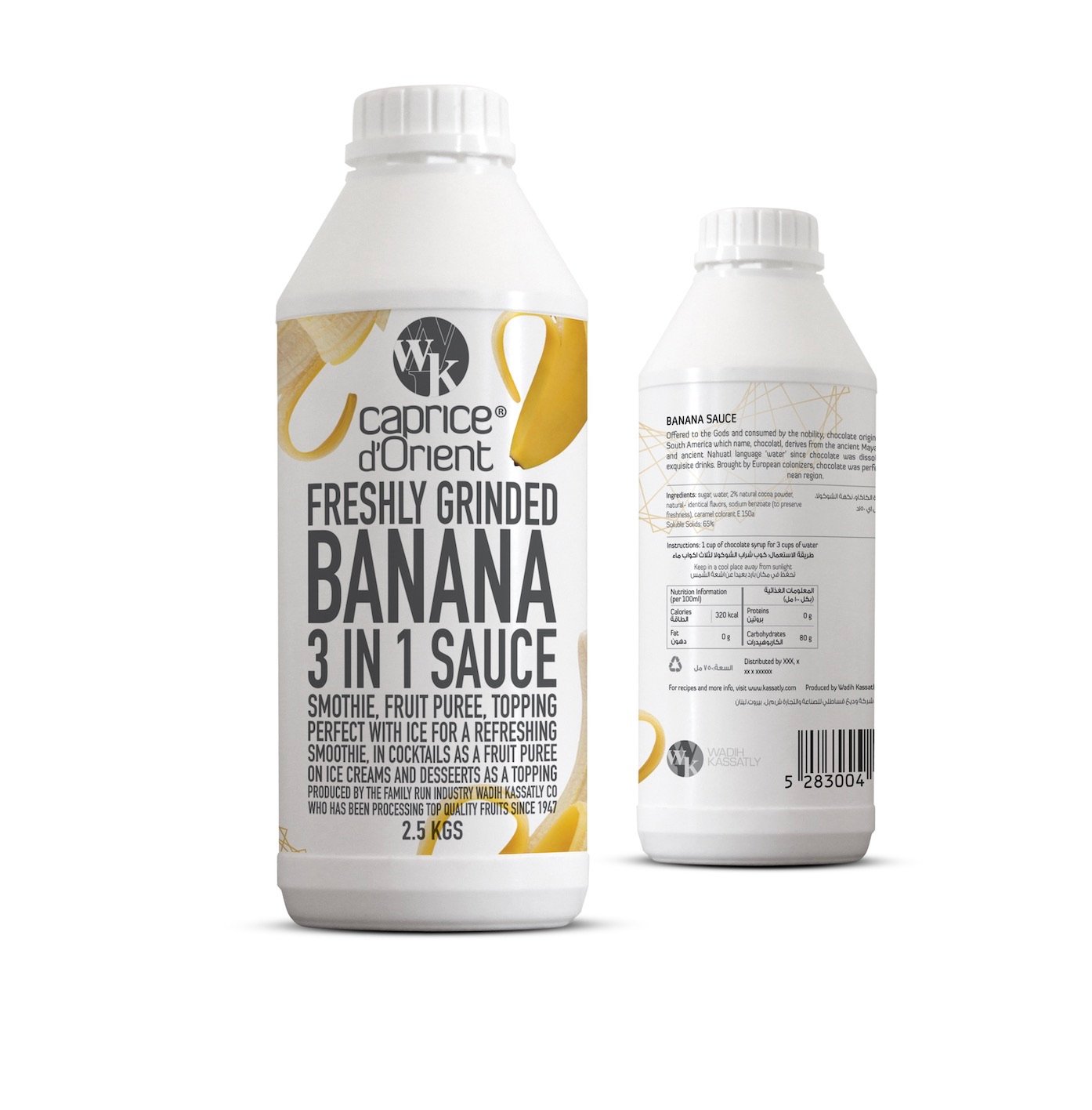 Bottle and label design for banana sauce.