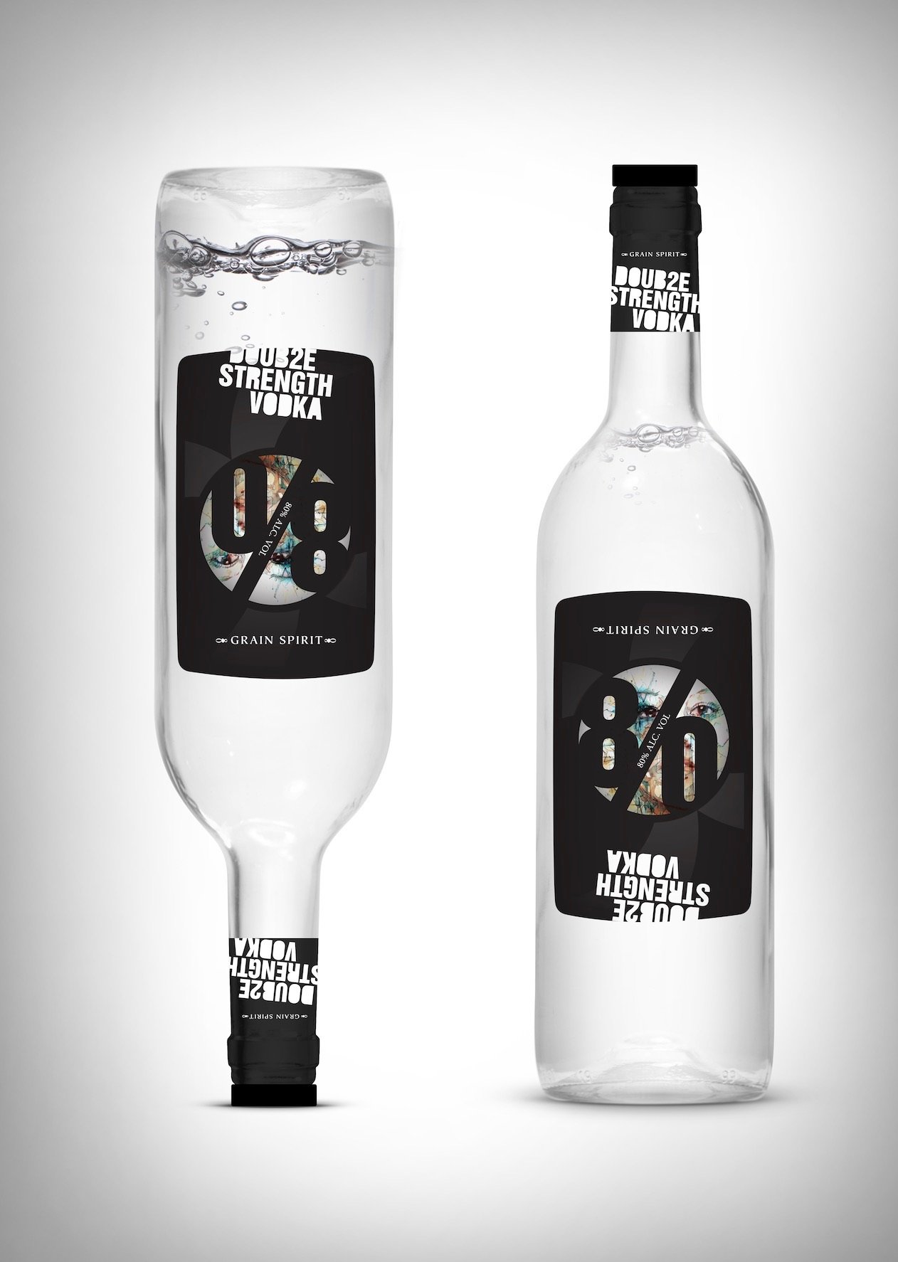 A single vodka bottle design.