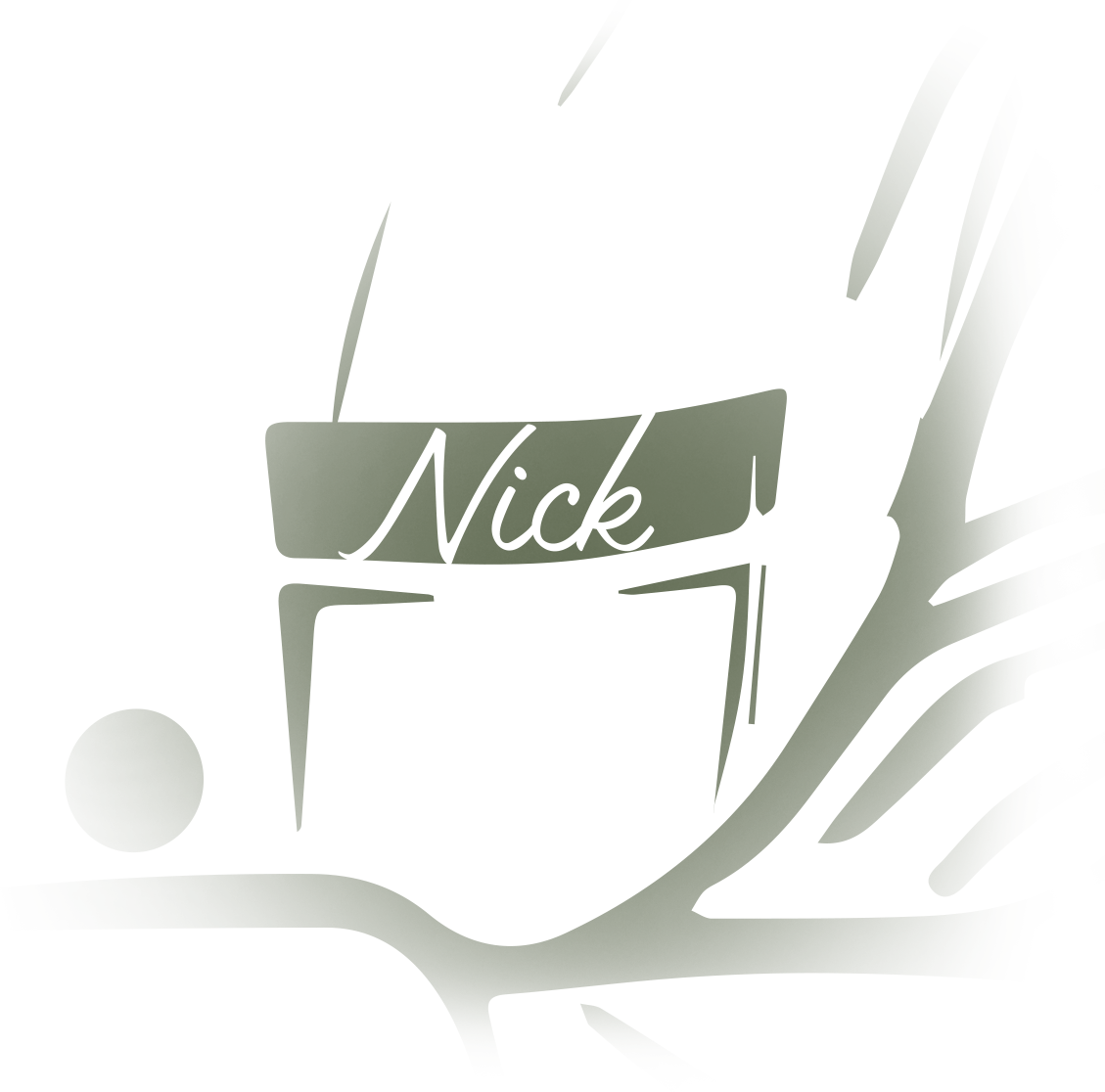 Close-up of the name Nick embroidered on the chef's uniform