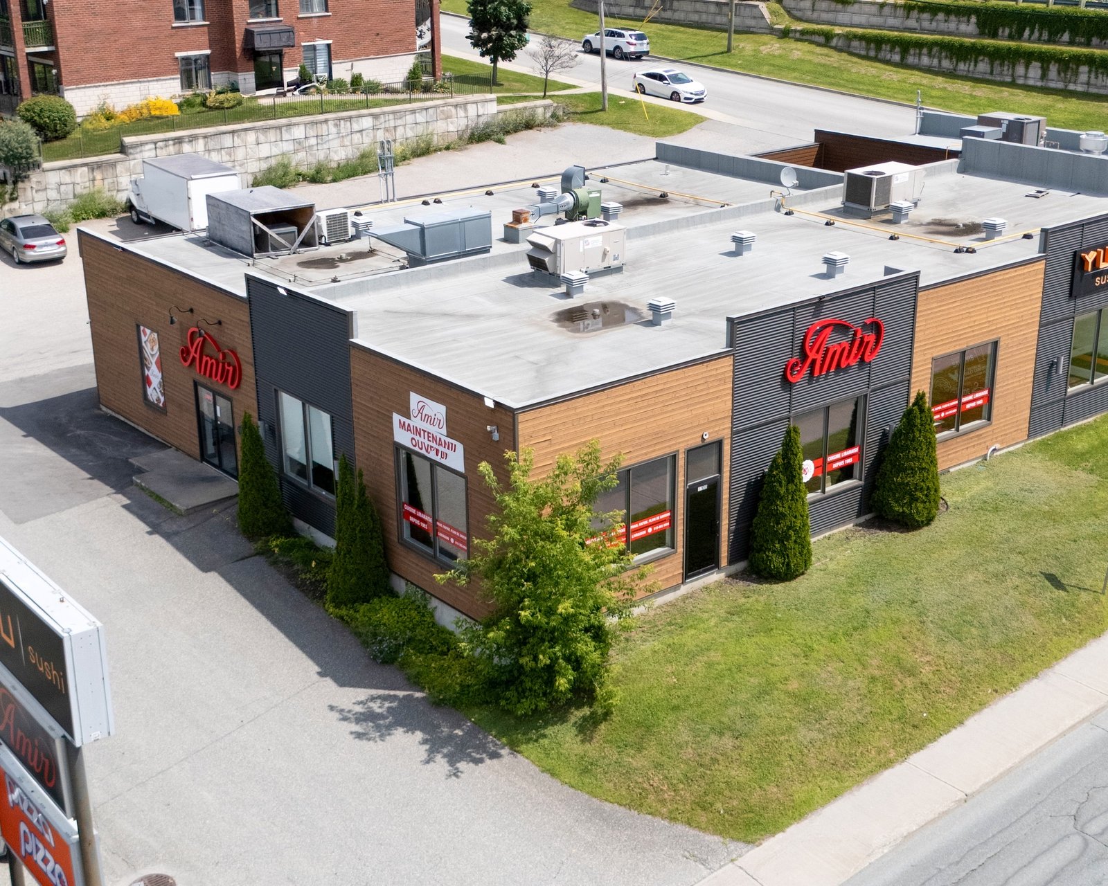 Top-down view of a contemporary residential complex.
