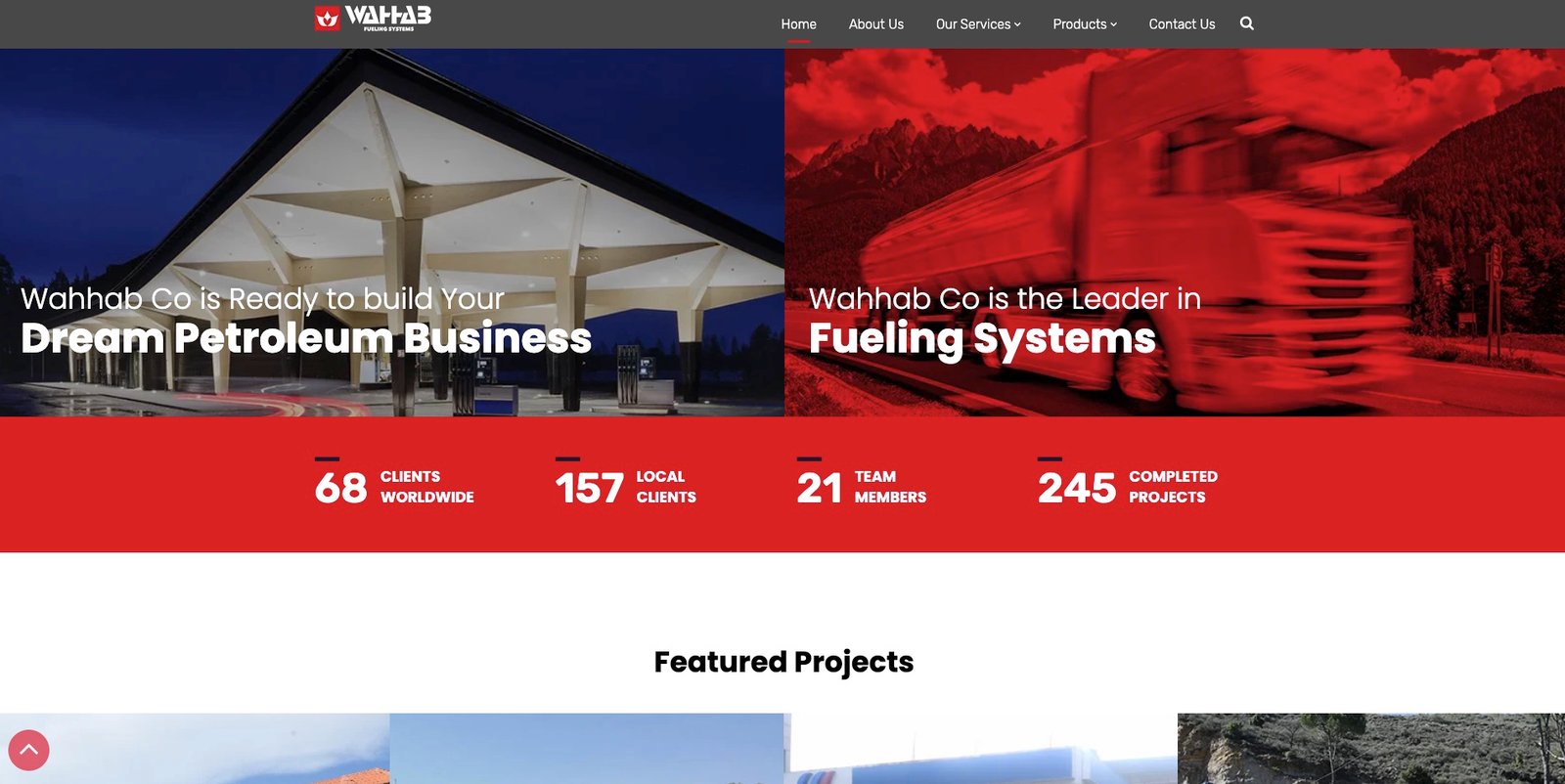 The company's core services and statistics.